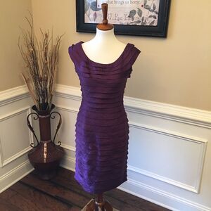 Adrianna Papell Shutter Pleat Cap Sleeve Dress S 4